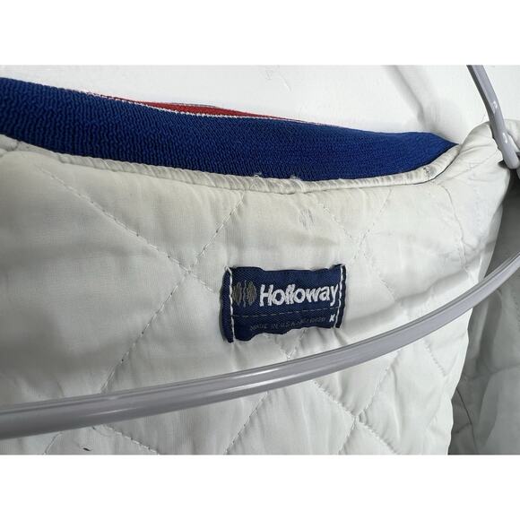 Vtg Blue Holloway Satin Snap Up Bomber Jacket Made In USA Steel Mining Size Med - Picture 12 of 16